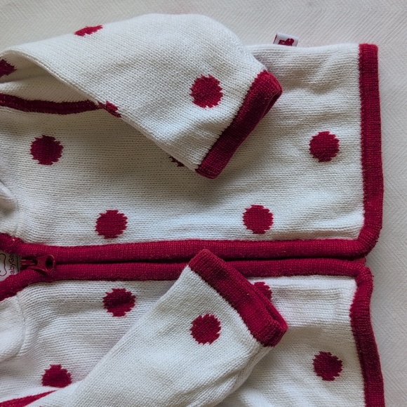 vintage babyGap dotted pixie hoodie zip-up knit cardigan sweater 0-3 months baby - Picture 9 of 12